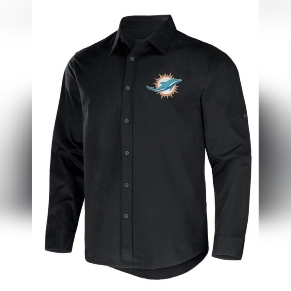 Men's XL Miami Dolphins Patch Embroidered Button Up Darius Rucker Fanatics